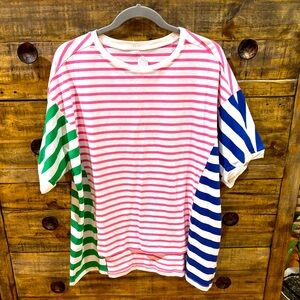 NWOT Striped Boutique Shirt - Pink, Green, Blue